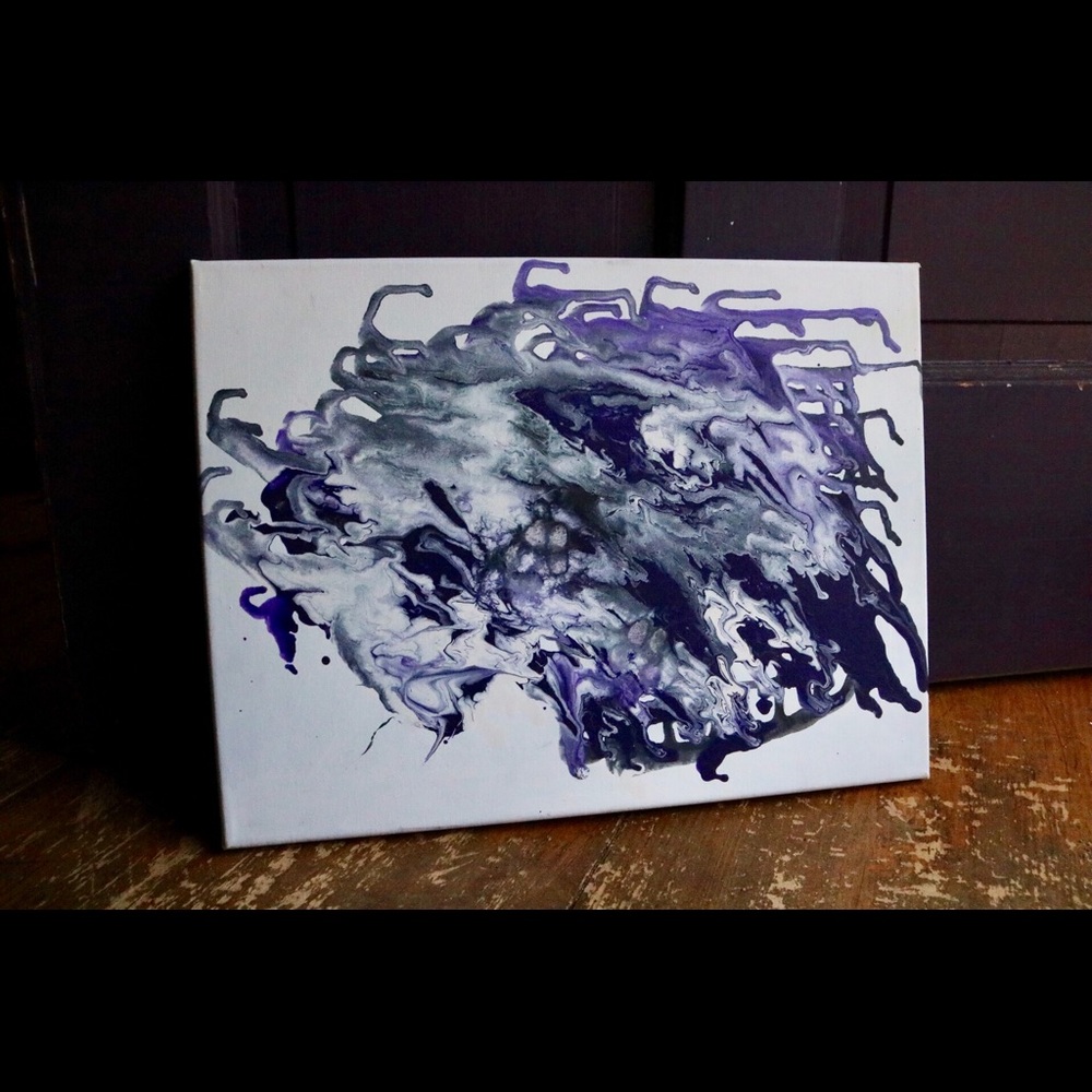 NWT Handmade Painted Marble Abstract Wall Canvas ! - Picture 4 of 8